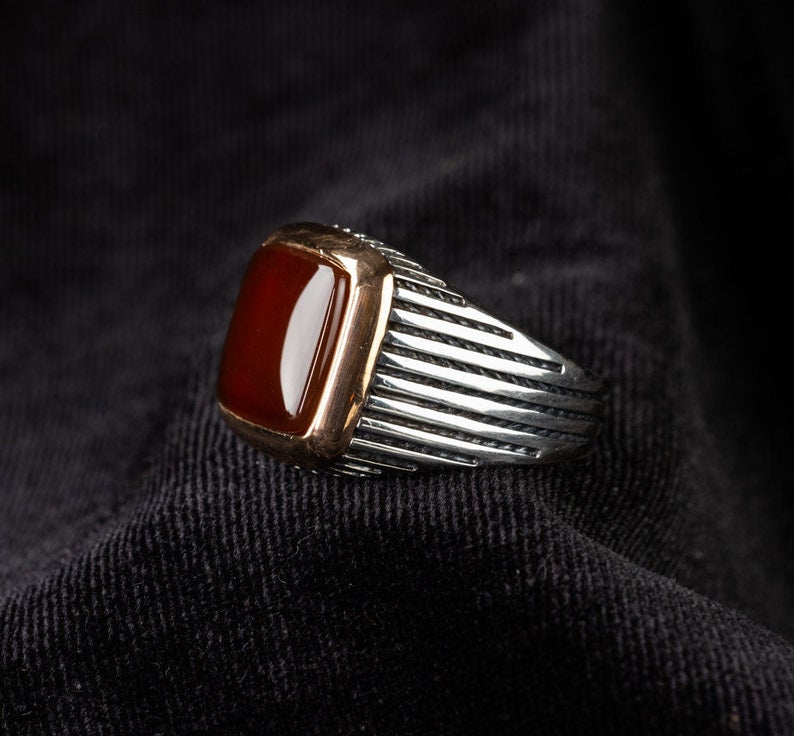 Aqeeq/Agate Silver ring Minimalist