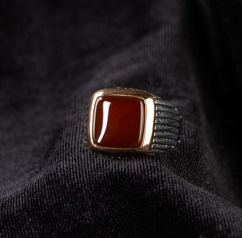 Aqeeq/Agate Silver ring Minimalist