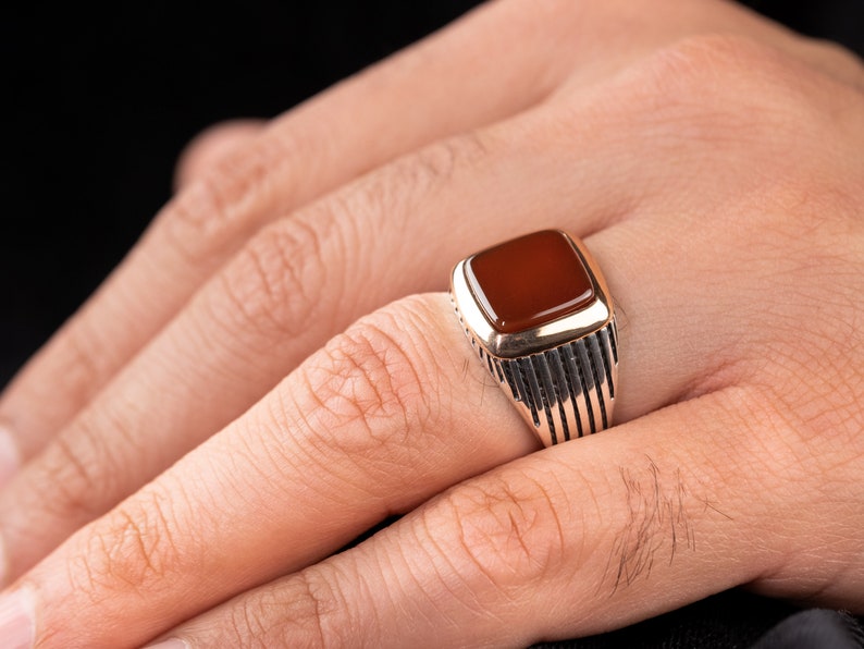 Aqeeq/Agate Silver ring Minimalist