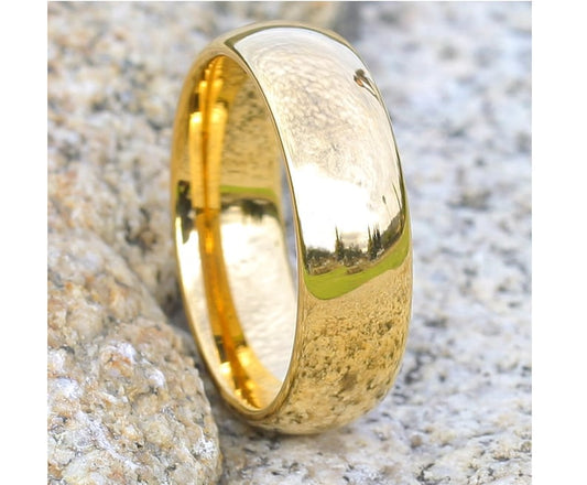 Yellow Gold Tungsten Band Dome