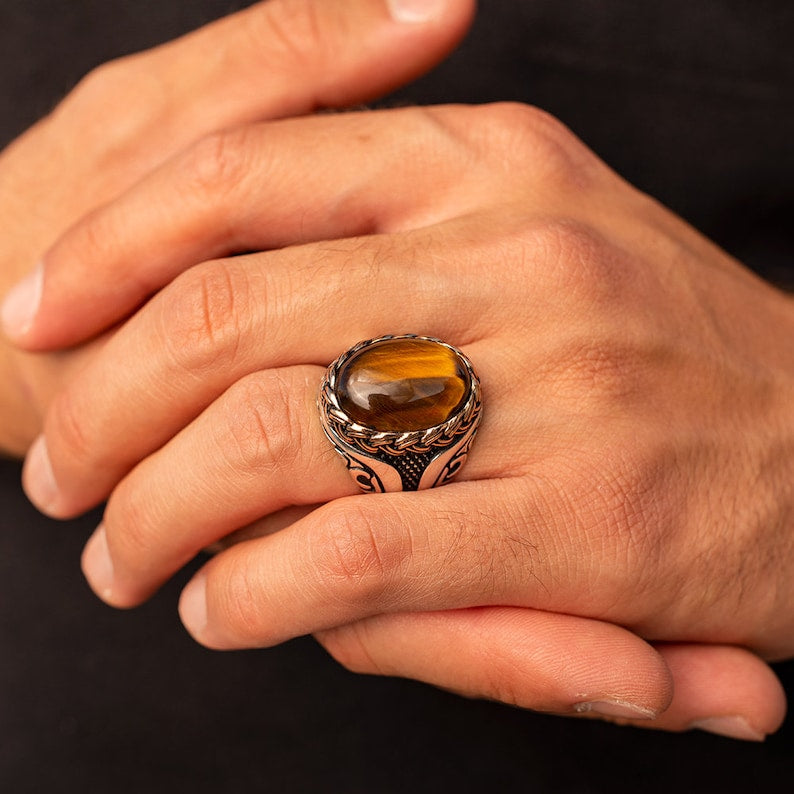 Tiger eye Silver ring Honor