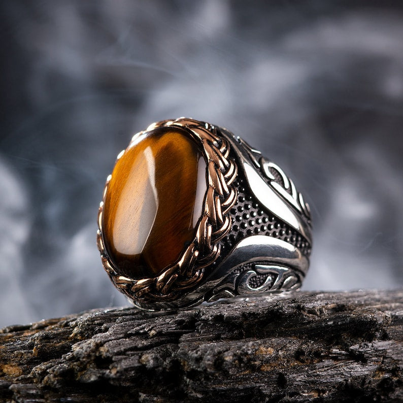 Tiger eye Silver ring Honor