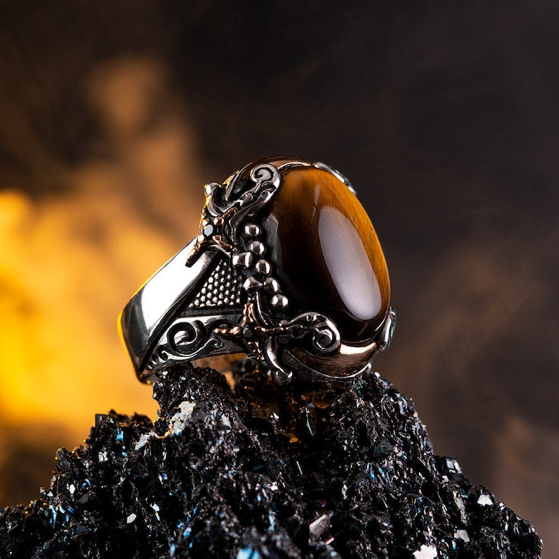 Tiger eye Silver ring Namibian