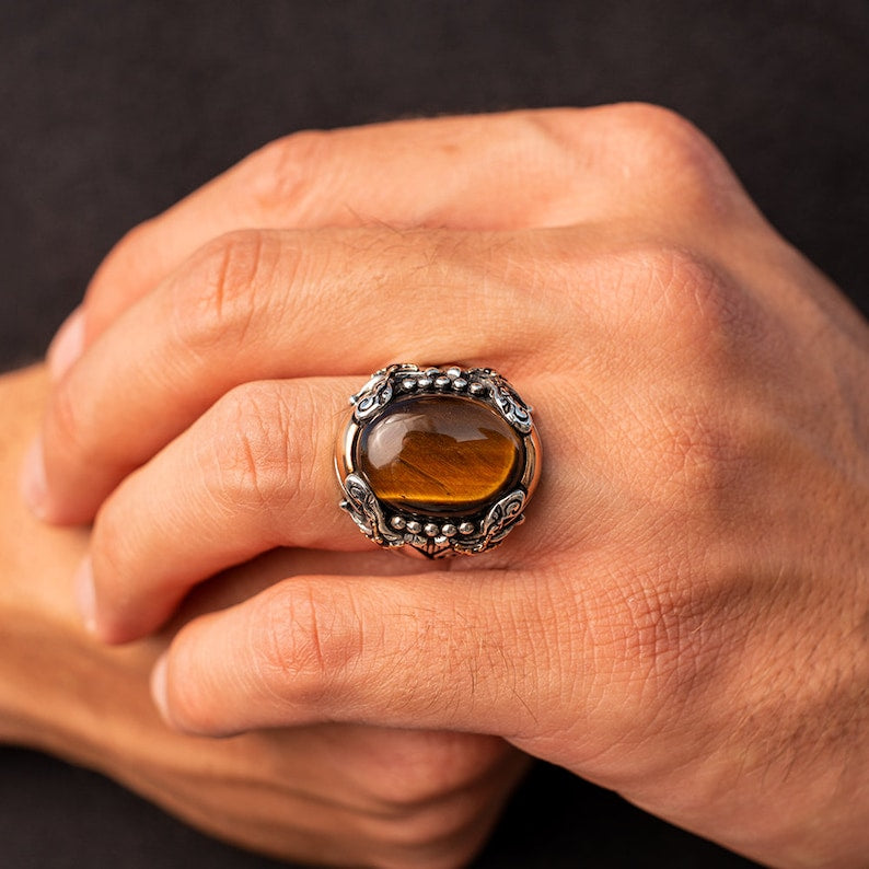 Tiger eye Silver ring Namibian