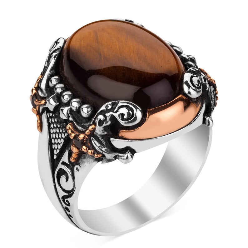 Tiger eye Silver ring Namibian