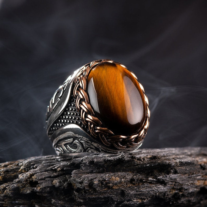 Tiger eye Silver ring Honor