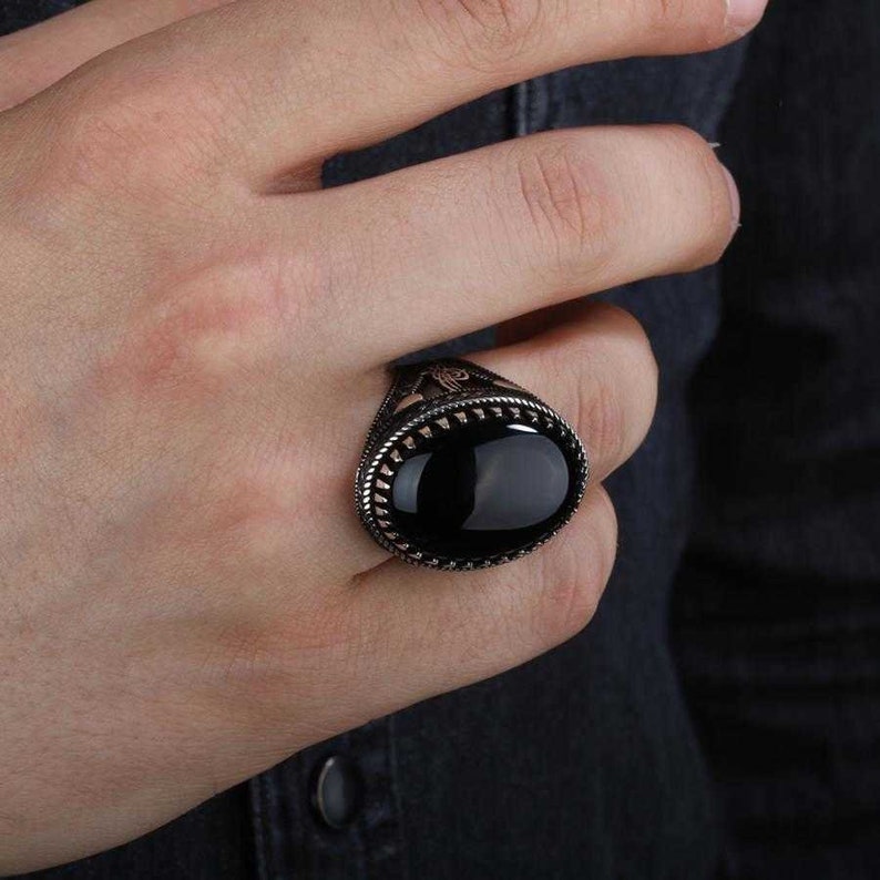 Onyx Silver Ring - Ottoman Design