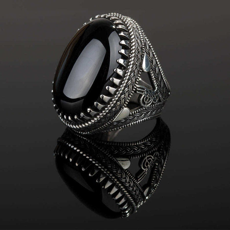 Onyx Silver Ring - Ottoman Design