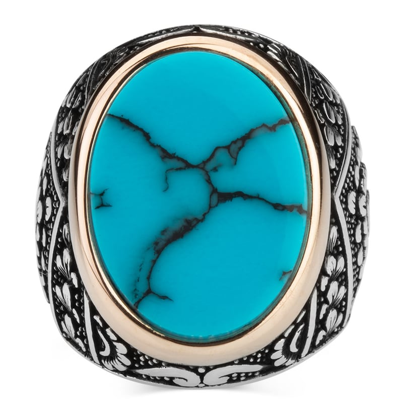 Turquoise Silver ring for Men Celtic