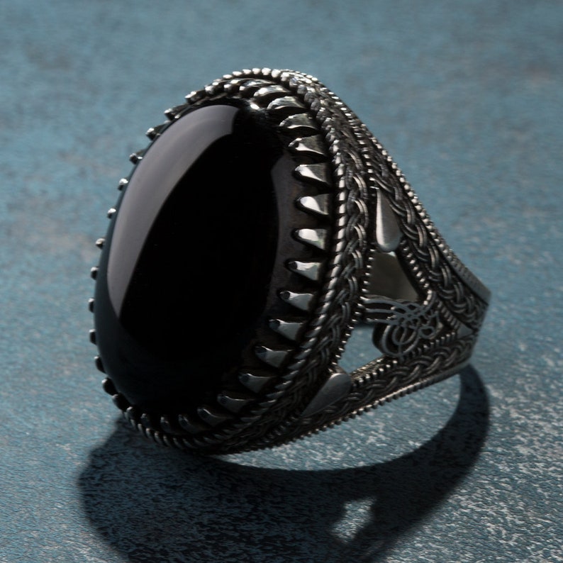 Onyx Silver Ring - Ottoman Design