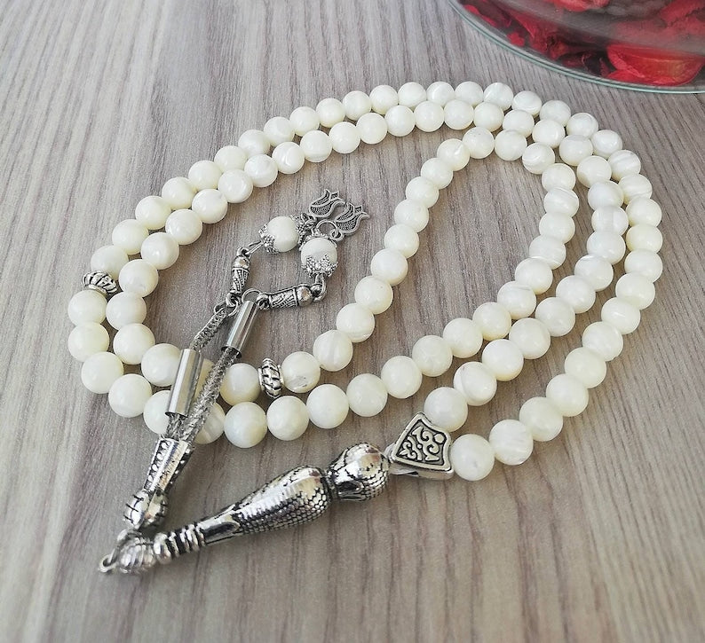 99Beads Silver & REAL Pearl Prayer Beads