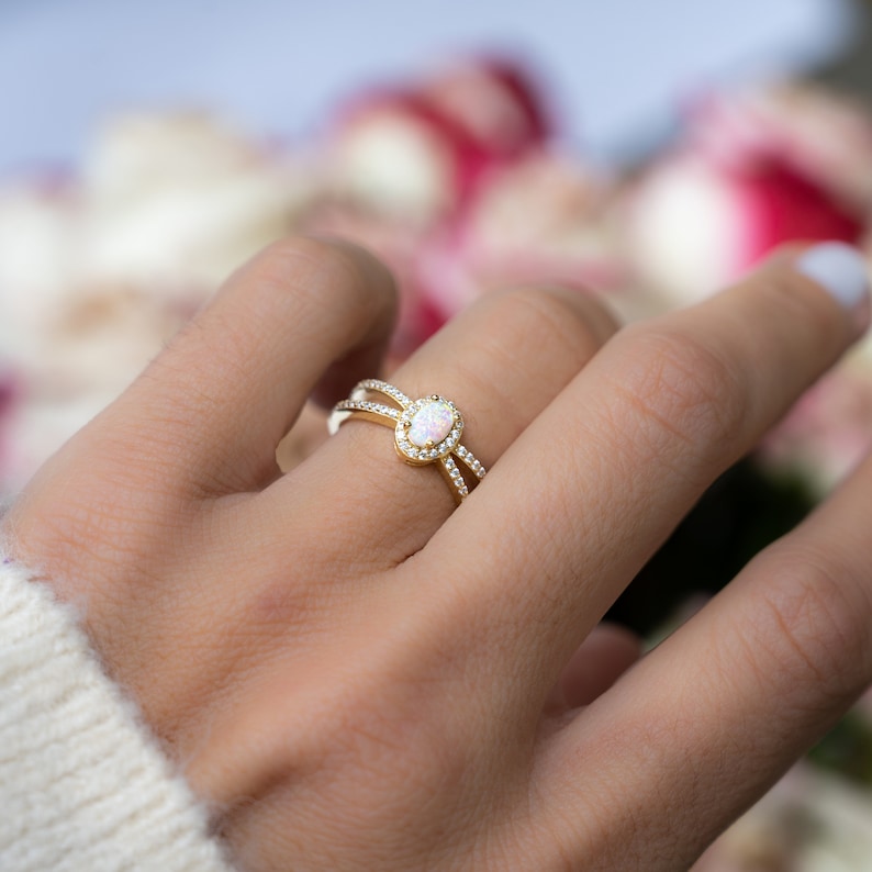 Opal Butterfly Gold Plated CZ diamond ring