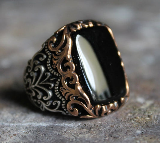 Onyx Silver Ring - Authentic