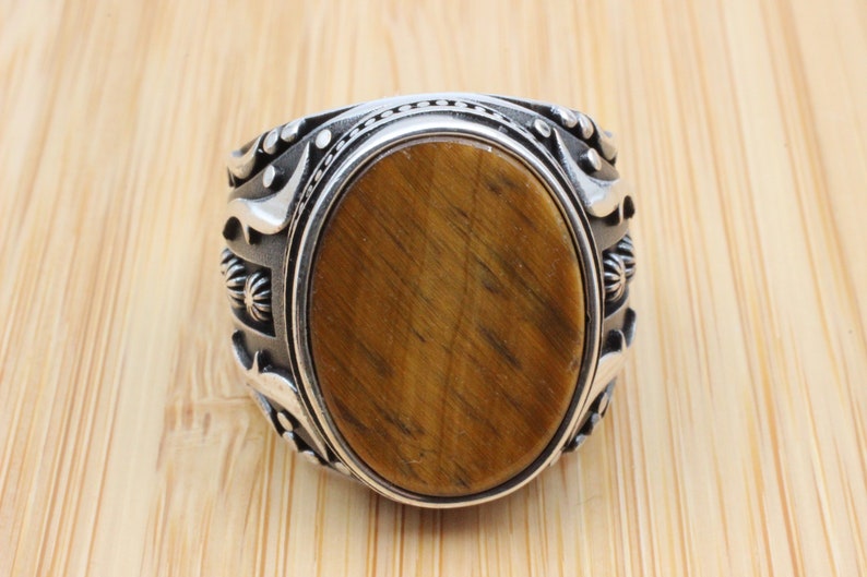 Tiger eye Silver ring for Men Turkish