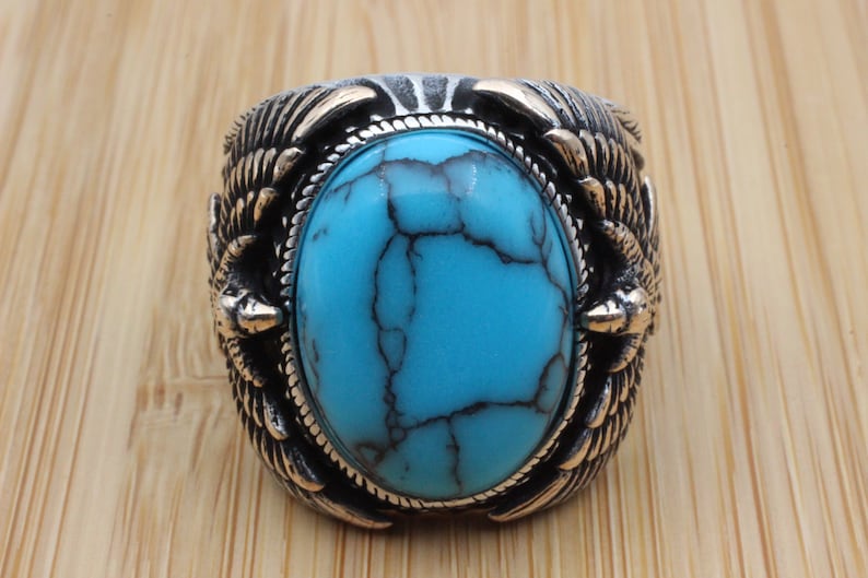 Turquoise Silver ring for Men Sky Hunter