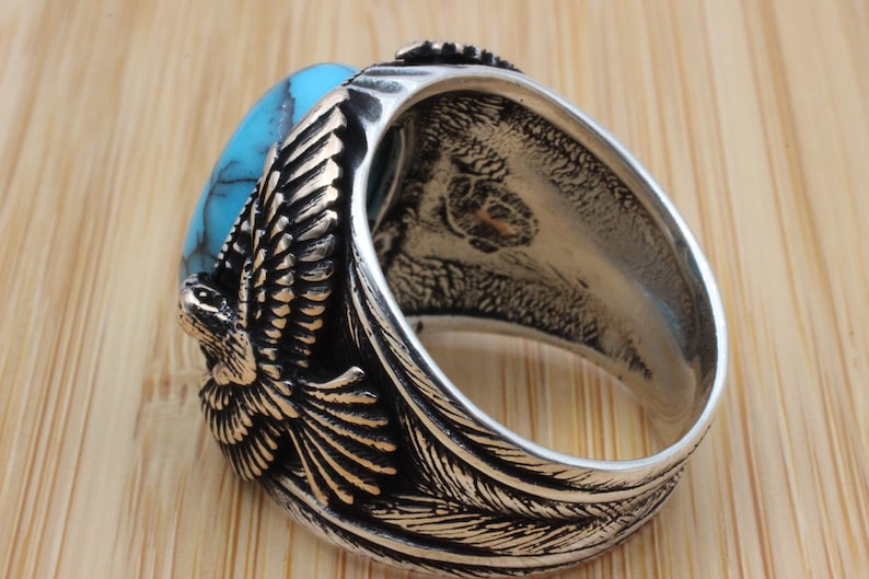 Turquoise Silver ring for Men Sky Hunter