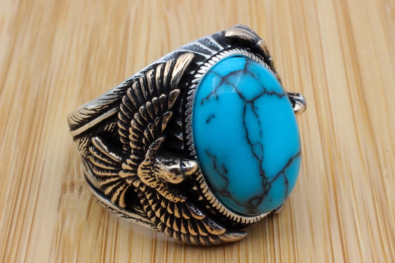 Turquoise Silver ring for Men Sky Hunter