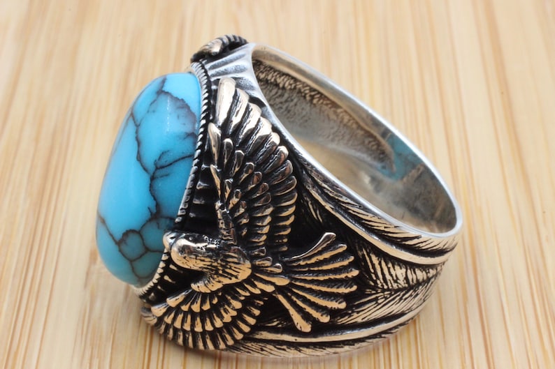 Turquoise Silver ring for Men Sky Hunter