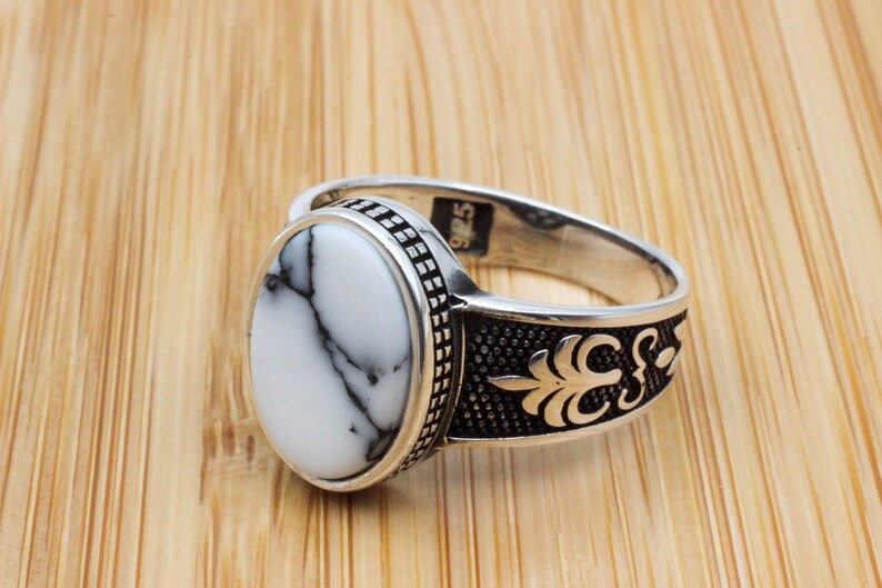 Aqeeq Silver ring for Men Whitesand