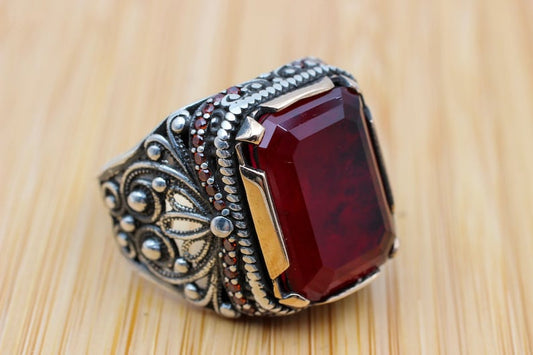 Ruby Silver Ring-Lava