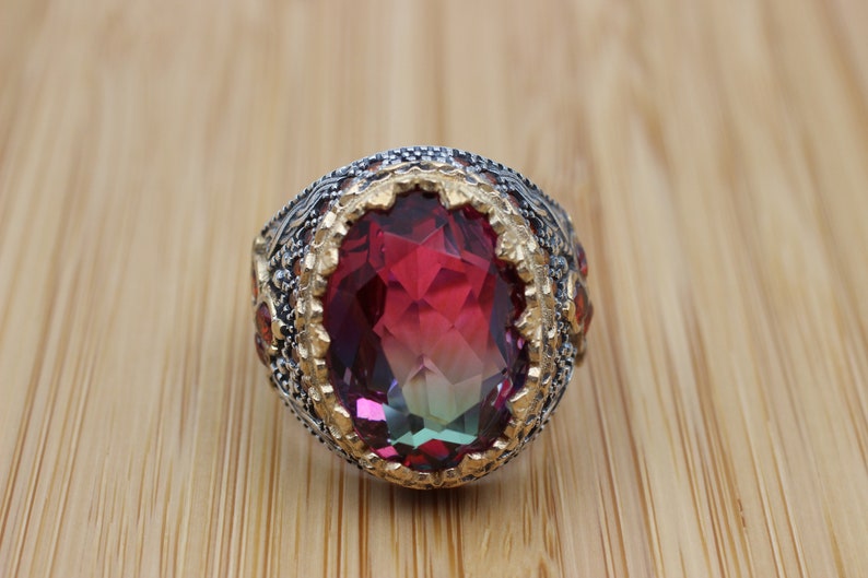 Tourmaline Ring Silver-Coral Crush