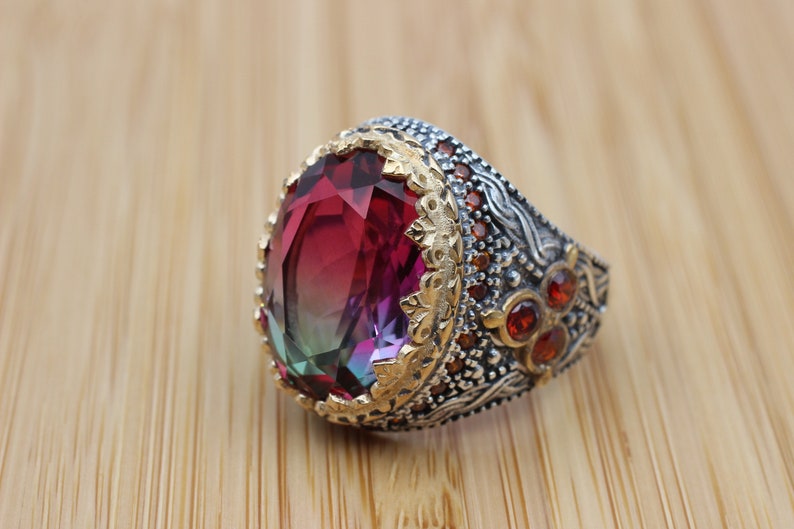 Tourmaline Ring Silver-Coral Crush