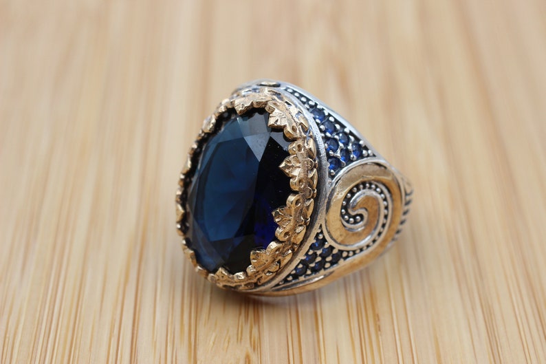 Sapphire Ring Silver-Ottoman Design