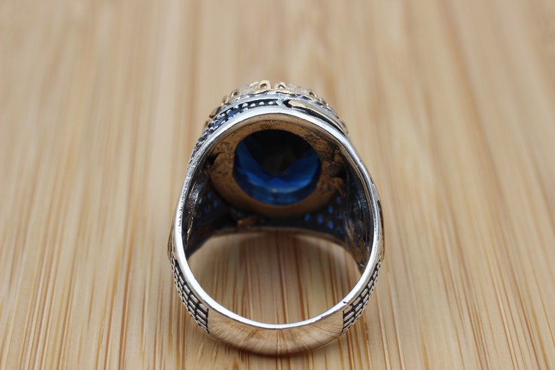 Sapphire Ring Silver-Ottoman Design