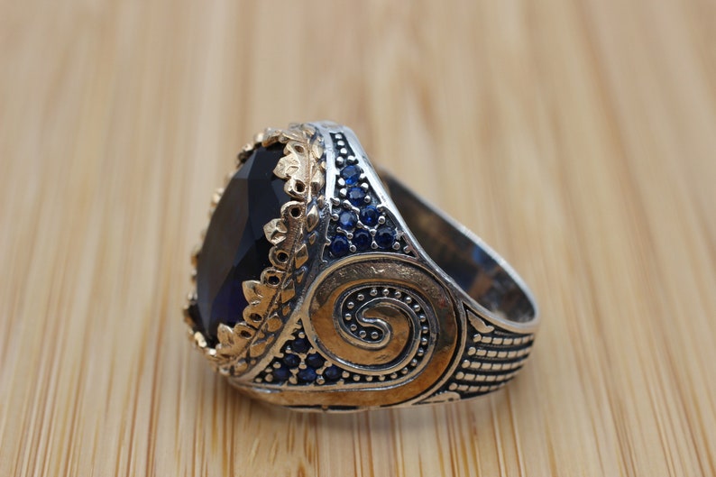 Sapphire Ring Silver-Ottoman Design