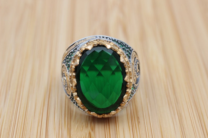 Emerald Silver ring-Ottoman