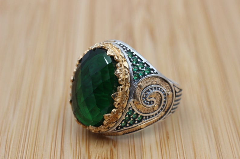 Emerald Silver ring-Ottoman