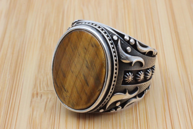 Tiger eye Silver ring for Men Turkish