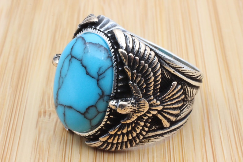 Turquoise Silver ring for Men Sky Hunter