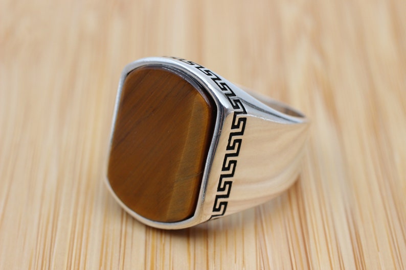 Tiger eye Silver ring for Men Minimalistic