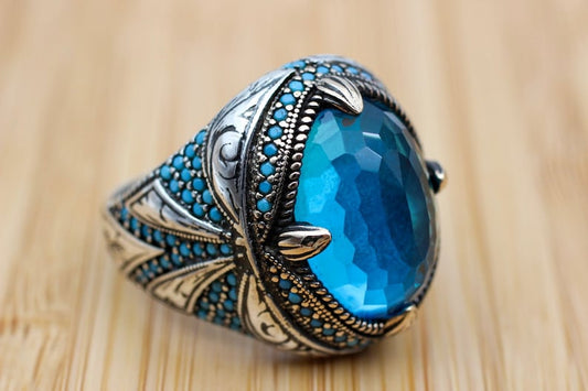 Aquamarine Silver ring-OceanBeauty