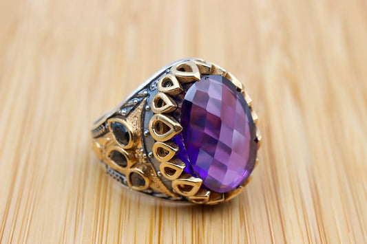 Amethyst Silver ring-Yemani