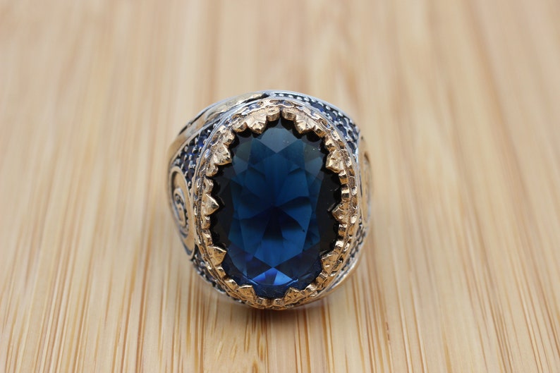 Sapphire Ring Silver-Ottoman Design