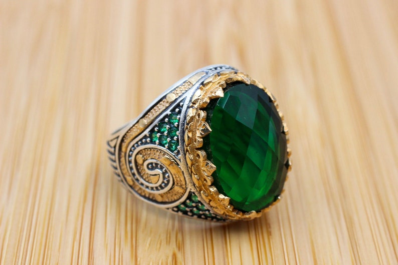 Emerald Silver ring-Ottoman