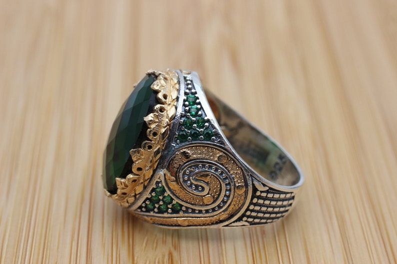 Emerald Silver ring-Ottoman