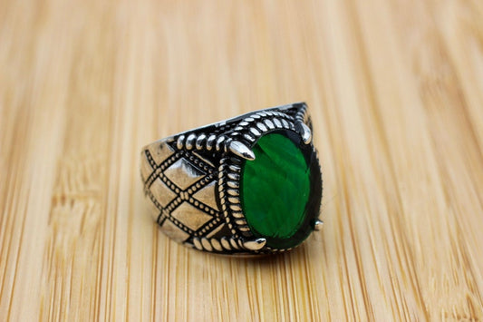 Emerald Silver ring-Prosperity