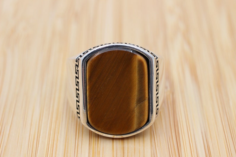 Tiger eye Silver ring for Men Minimalistic