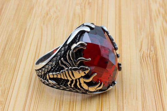 Ruby Silver Ring-Scorpion