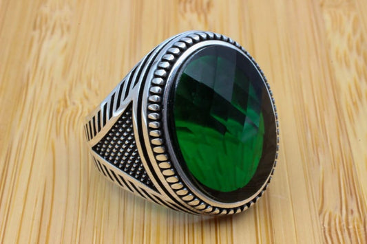 Emerald Silver ring-Ottoman Standard