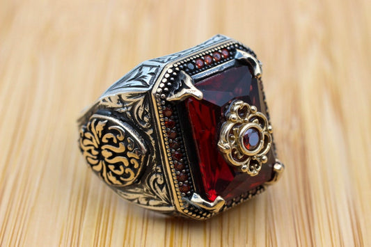 Ruby Silver Ring-Ottoman