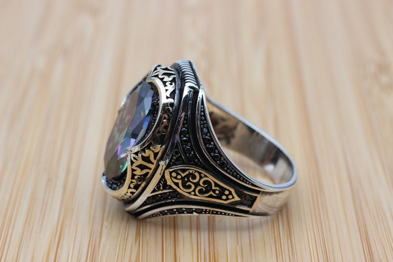 Mystic Topaz Silver ring for Men-Guardian