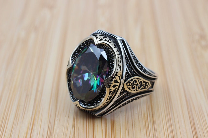 Mystic Topaz Silver ring for Men-Guardian