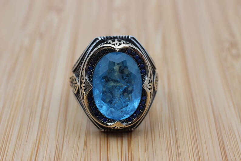 Aquamarine Silver ring-Blue Ocean