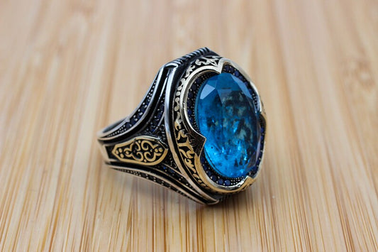 Aquamarine Silver ring-Blue Ocean