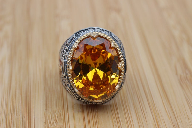 Citrine Silver ring for Men- Golden Amulet