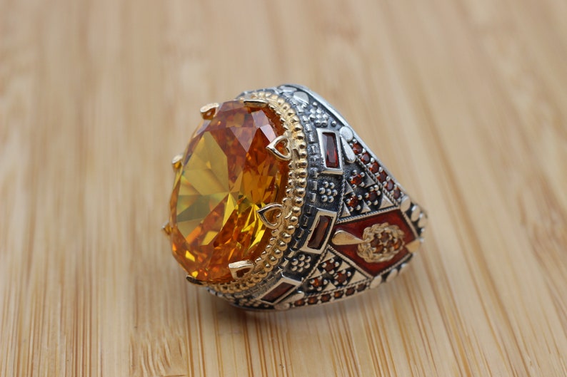 Citrine Silver ring for Men- Golden Amulet